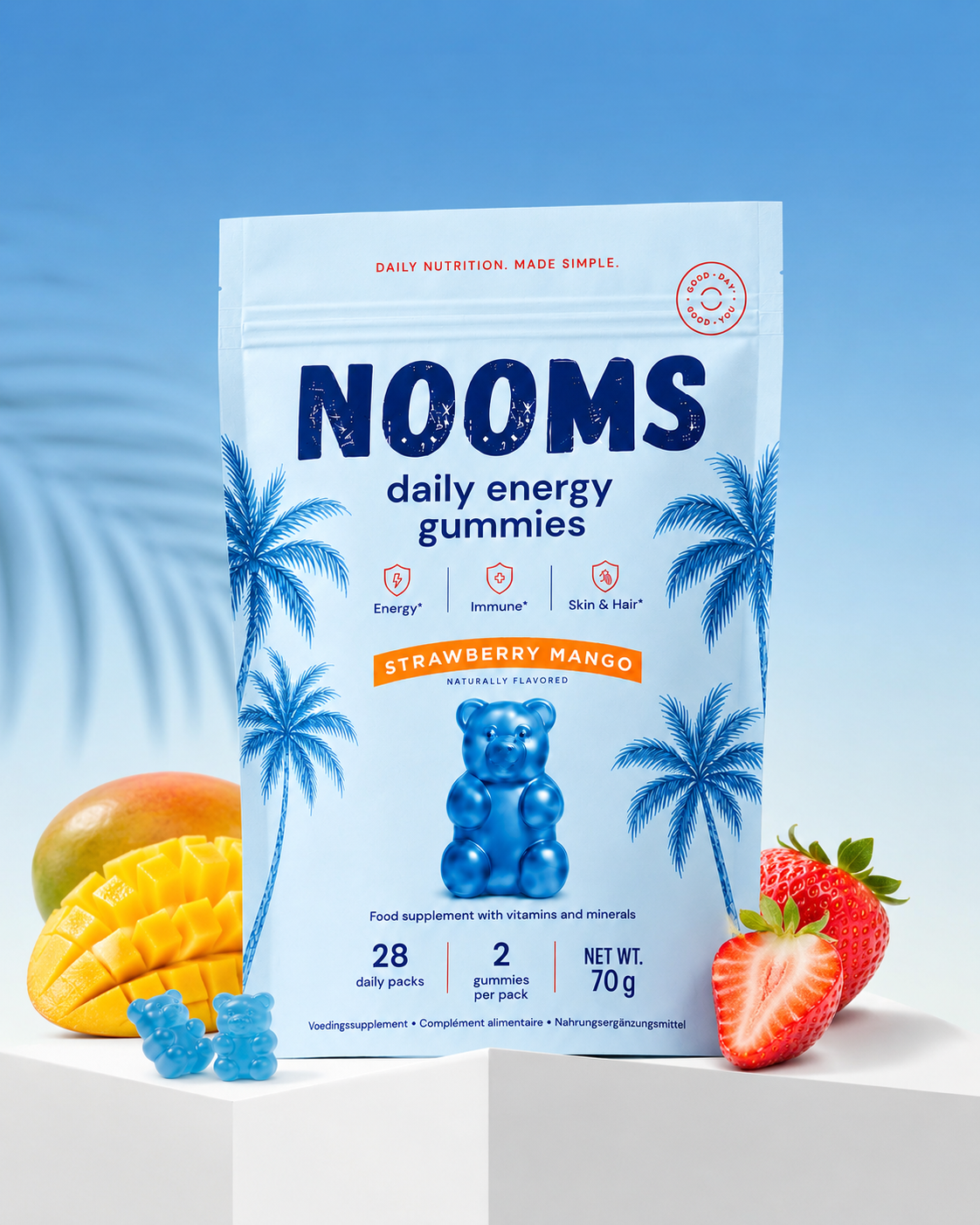 NOOMS Daily Value Gummies pouch — daily multivitamin with mixed berry flavor